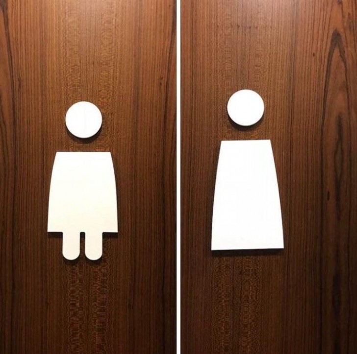 This is a bathroom where there is constant confusion about which door to open ...