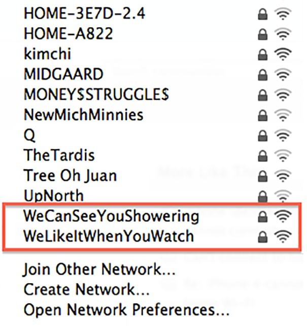 Quand les voisins communiquent via le nom de la connexion Wi-Fi sans révéler leur identité...