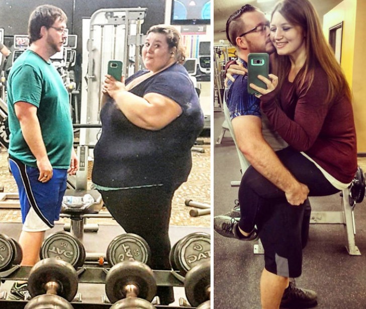 ... puis ils ont réduit leurs apports caloriques, ont commencé l'entraînement et, en 12 mois, ils ont réussi à perdre la moitié de leur poids!