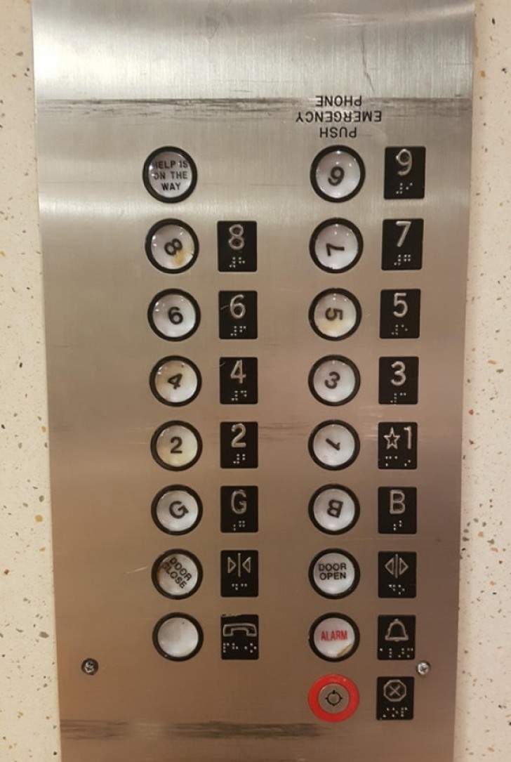14. If you feel dizzy in this elevator, it is the fault of the positioning of the numbers ...