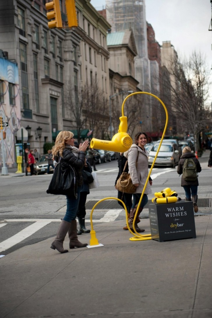 Give passersby the opportunity to warm up their hands on the street on a cold day! This hair dryer brand makes sure that people will certainly remember them!