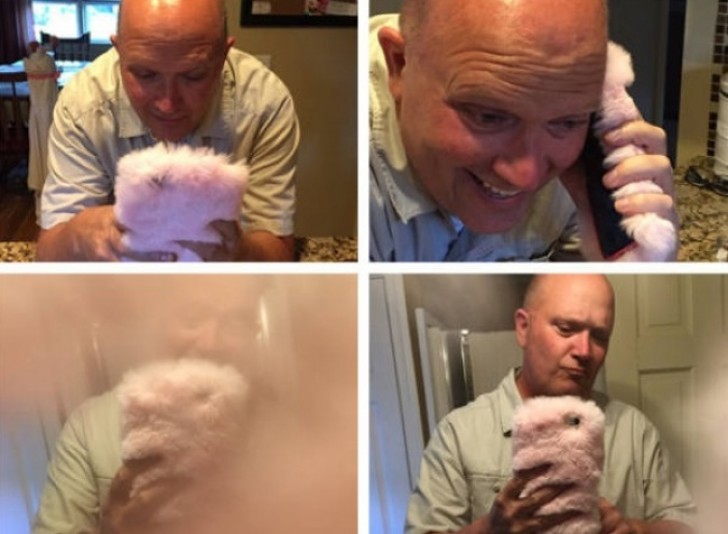 "The gift my daughter gave me is not exactly what I expected ... a pink fluffy iPhone case!"