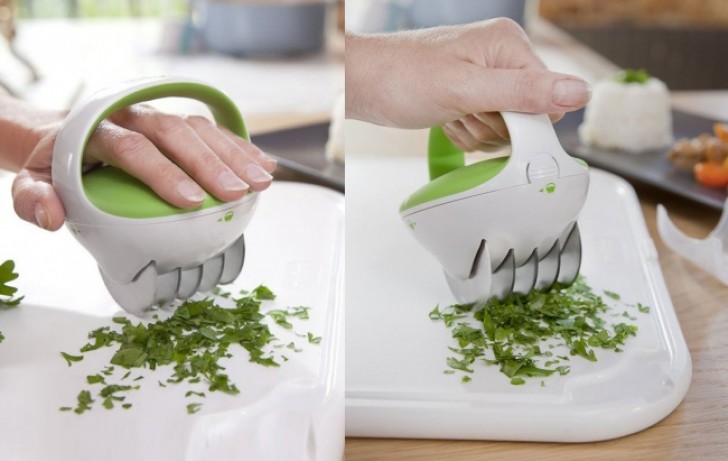 Forget knives, crescents, and mandolins because with this single kitchen gadget you can chop fresh herbs with a single gesture.