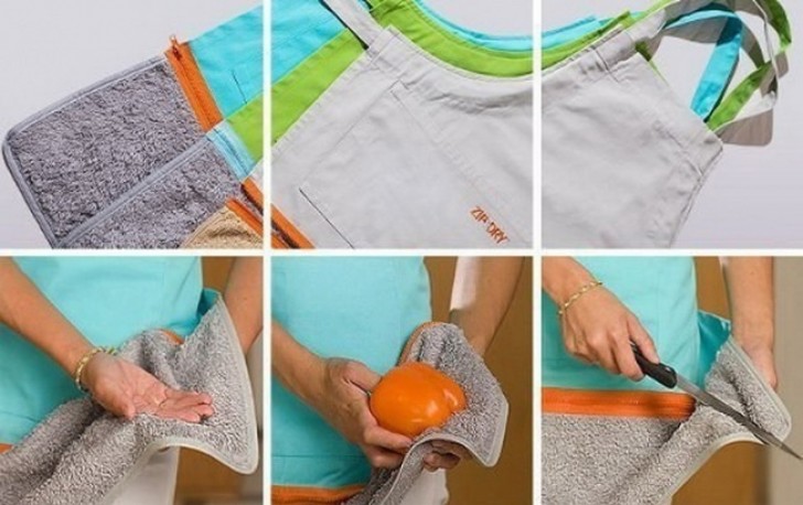 Kitchen apron and dishcloth in a single garment! This item should not be missing from your kitchen especially if you are a professional cook!