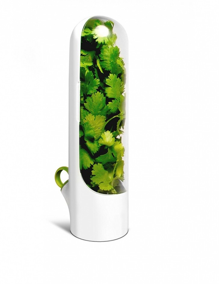 Thanks to this container fresh herbs will last longer keeping all their fragrance and flavor! Just fill it with water and keep it in the fridge.