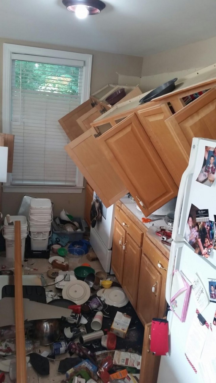 When the kitchen cupboards come off the walls --- what a nightmare!