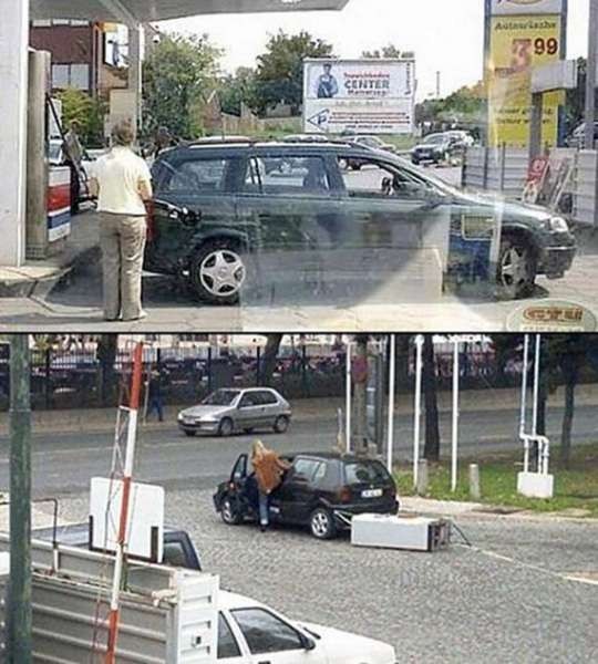 Sommige mensen hebben geen idee hoe ze de auto moeten parkeren om te tanken, anderen weten niet dat de slang eerst terug naar zijn plaats moet worden gehangen voordat je wegrijdt!