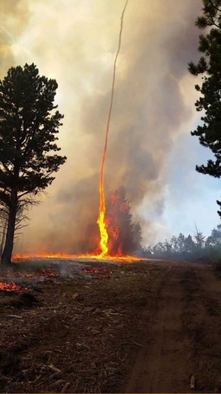 5. Un pequeño huracan sobre un incendio...raro y terrificante!