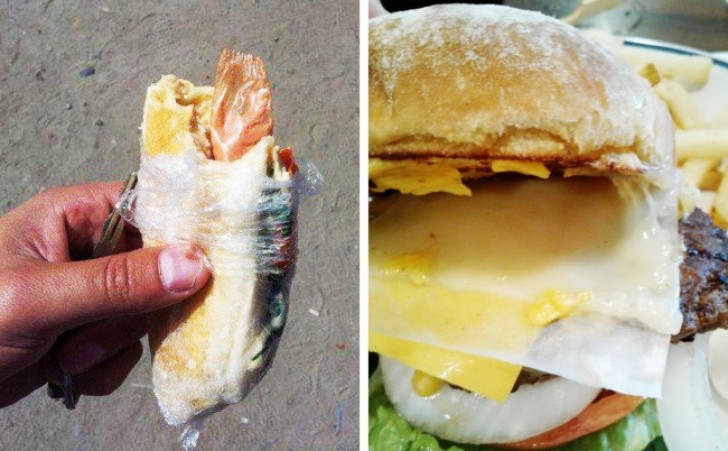 El unico sandwich que todavia tiene el plastico sobre las fetas!