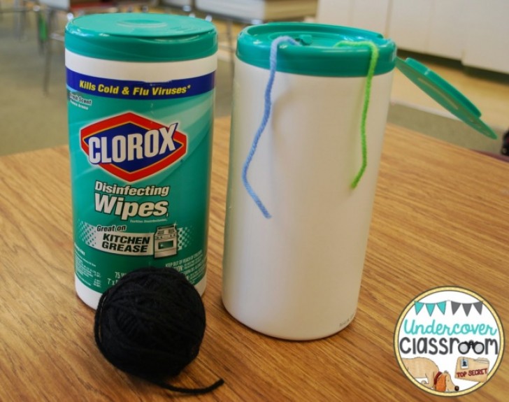 Do you like to knit or crochet? Turn an old Clorox wipes container into a yarn or thread dispenser.