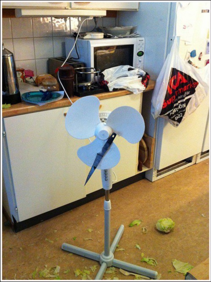 18 - Une machine pour couper la salade.... Ne l'imitez surtout pas!