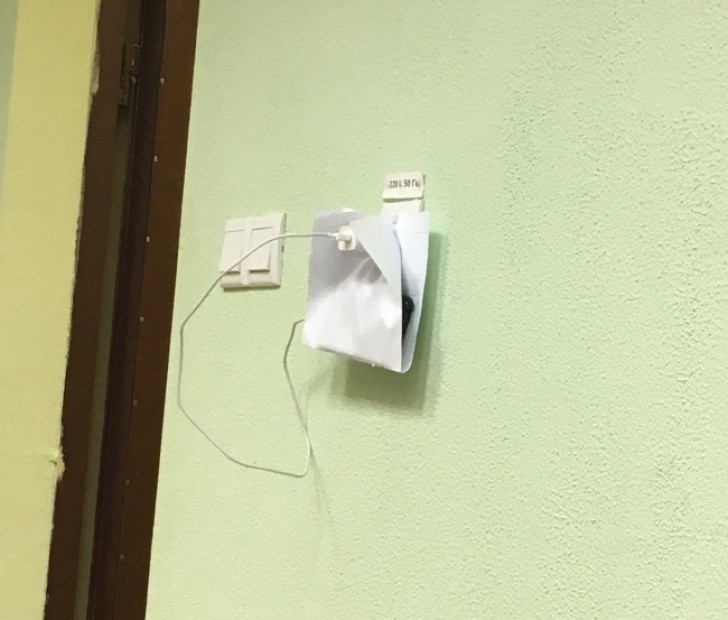 16. When the electrical wall sockets are positioned too high, you have to use your ingenuity!