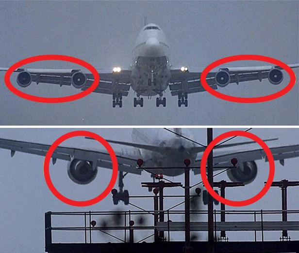 Les suspects . Le même avion peut-il passer de quatre moteurs à deux roues en quelques secondes?