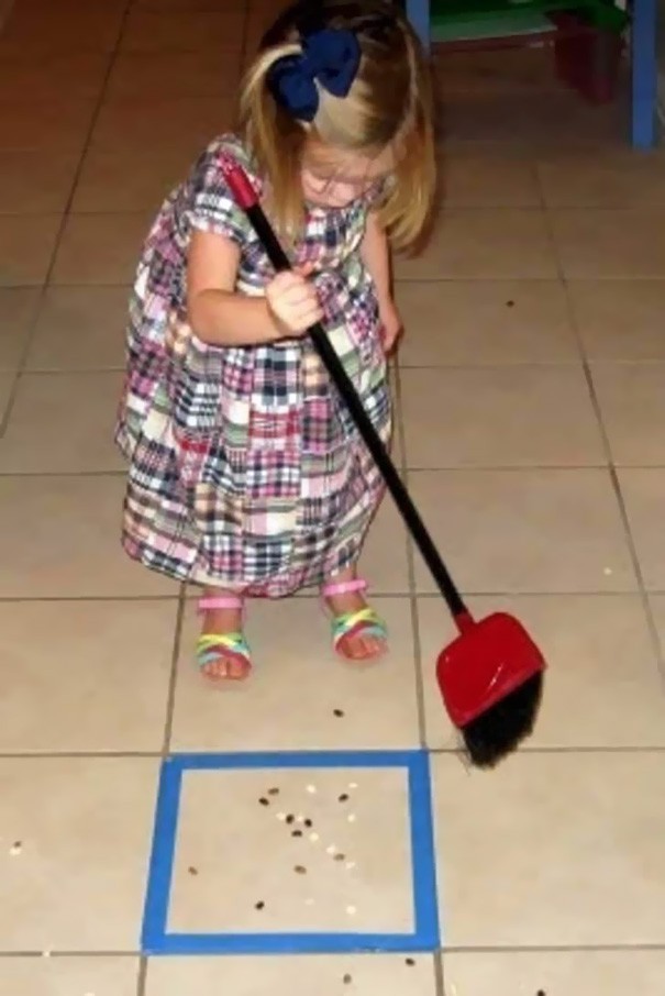 15. Sweeping the floor is certainly easier if you turn it into a game!