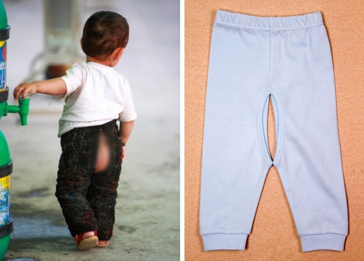 9. En Chine, les jeunes enfants portent des pantalons ouverts à l'arrière pour qu'ils puissent faire leurs besoins plus facilement.