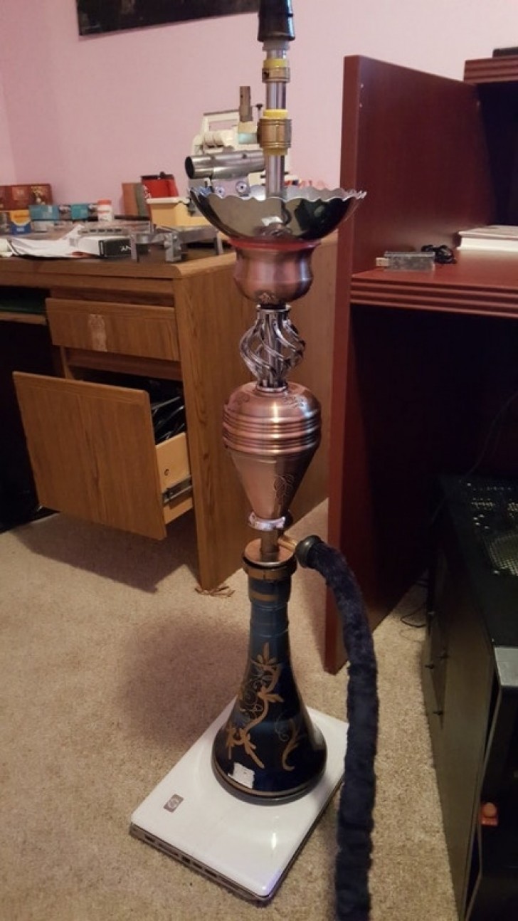 5. Hookah made by assembling together different objects!