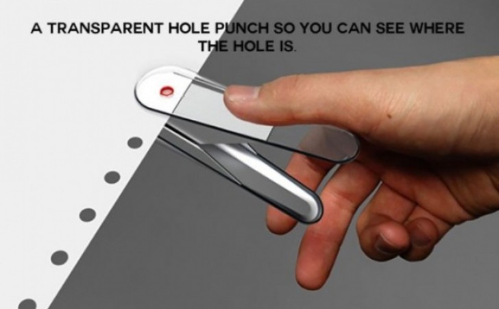 3. A transparent paper hole puncher that allows you to see the position of the hole.