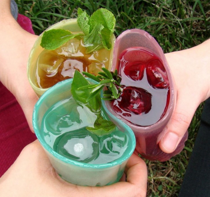 4. Drinking glasses made of edible gelatin.