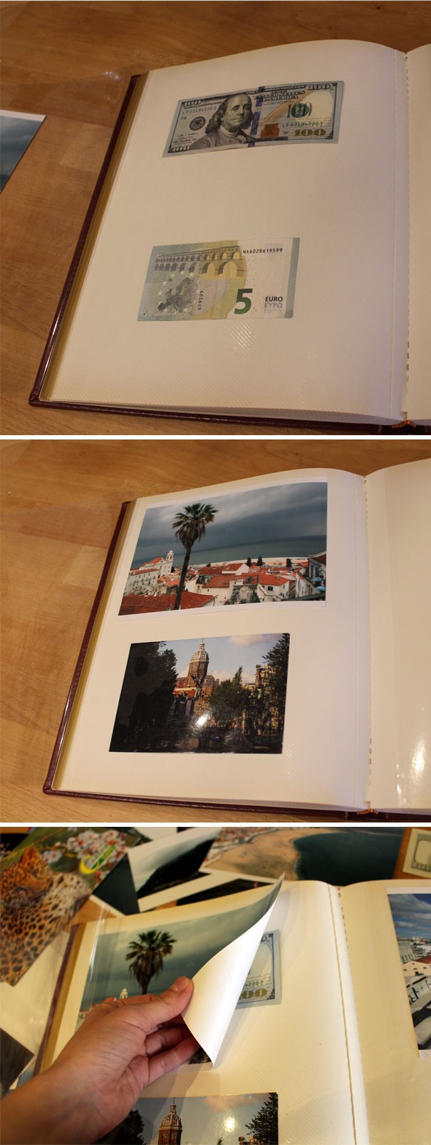 25. Here is how to use a photo album as a place to hide money.