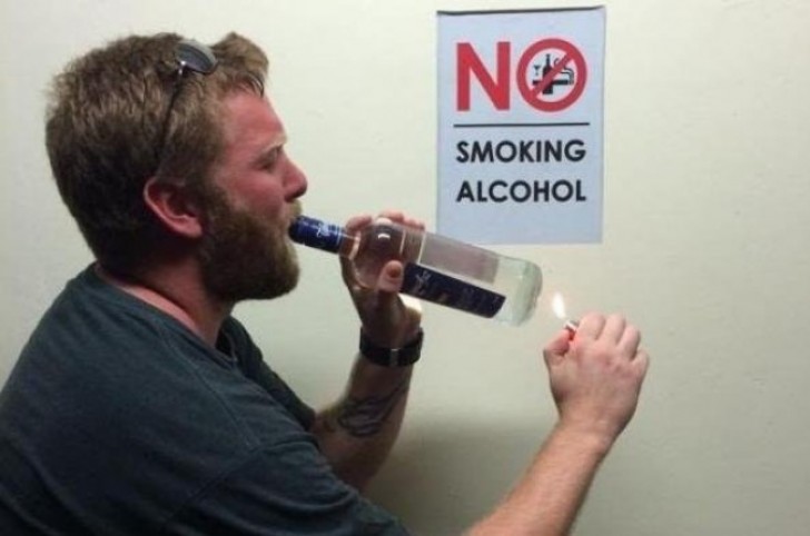 Ein falsch interpretiertes Verbot: "Keinen Alkohol rauchen".