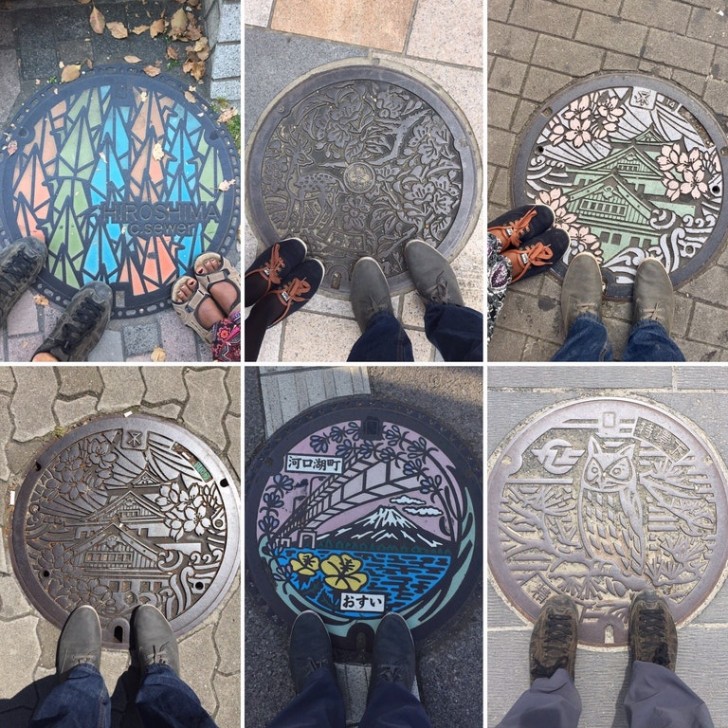 In Japan, the manholes are decorated with beautiful traditional motifs.