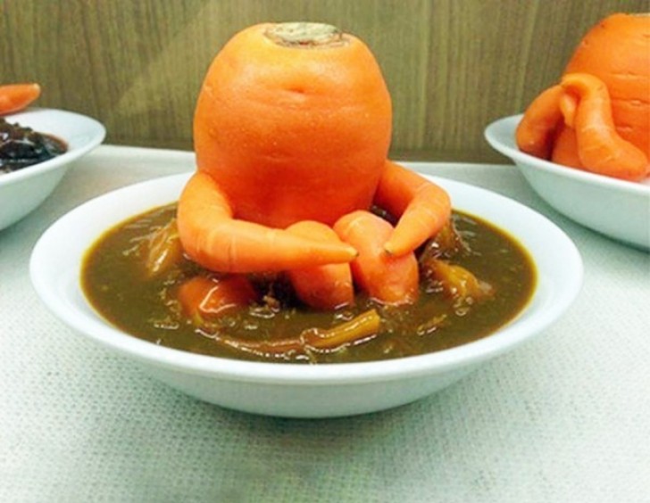 Eine Karotte genießt ein heißes Bad...