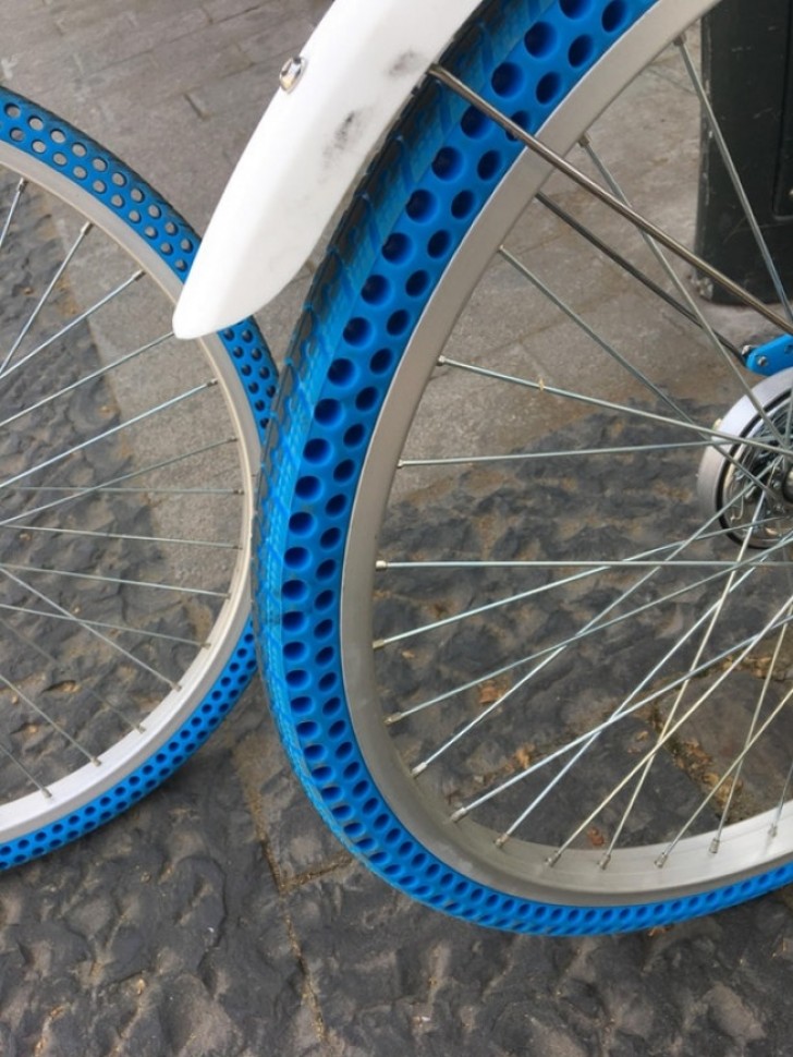6. These bikes have "indestructible" tires ... without air!