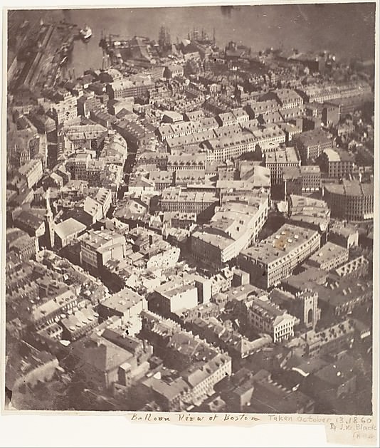 Una delle foto aeree più antiche, quella su Boston, scattata nel 1860.