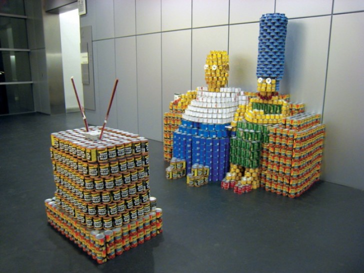 The Simpsons created with beer cans!