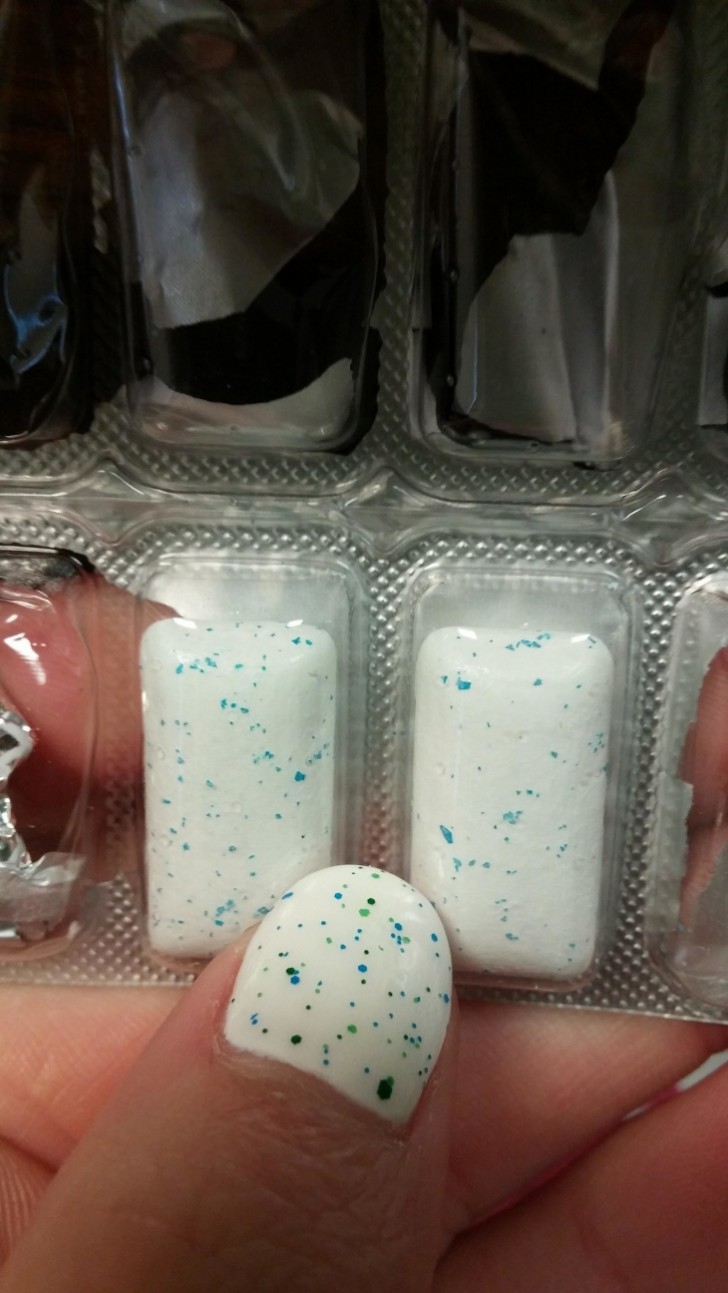 Fingernail polish and chewing gum.
