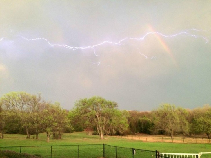 Lightning and a rainbow at the same time!