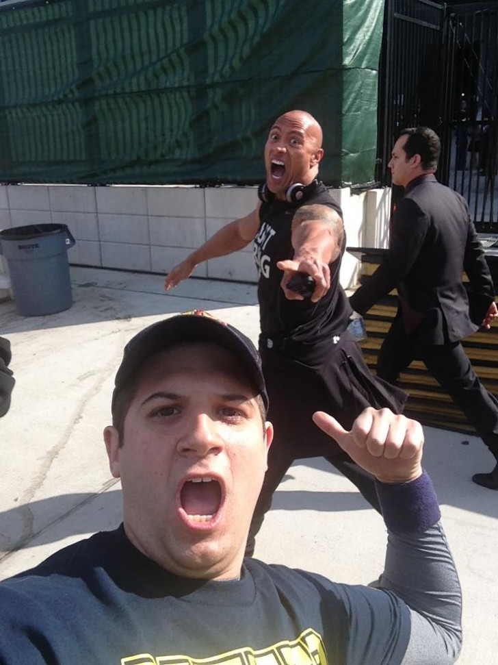 The Rock and the photo bomber!