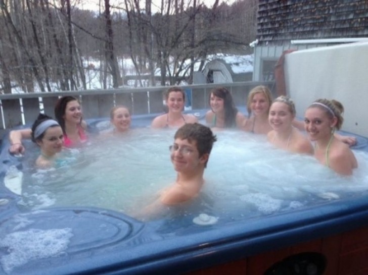 4. This boy was invited to a Jacuzzi party by the most beautiful girls at his school.