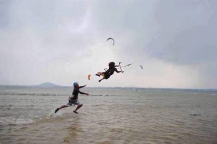 4. Kite flying --- when the wind is much stronger than they thought!