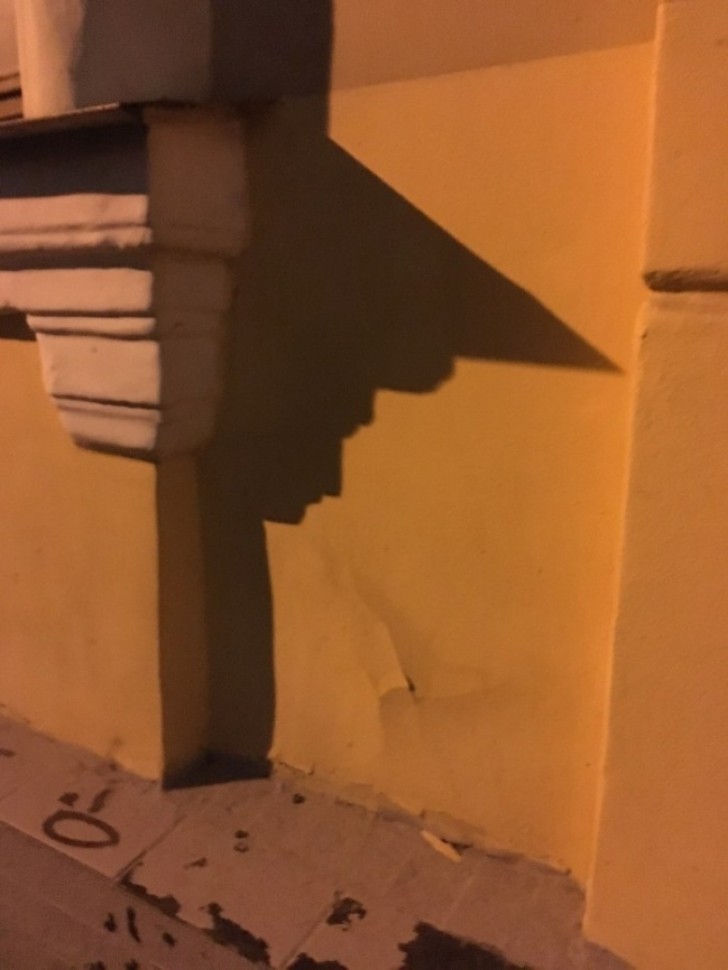 6. The shadow of this building looks like the profile of a face ...