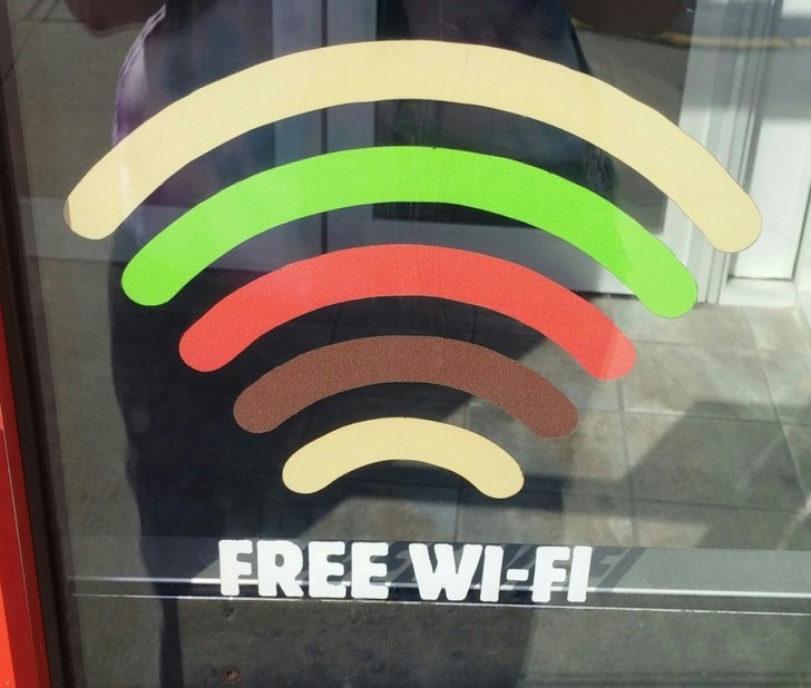 Das Wi-fi Symbol stellt ein Sandwich dar.