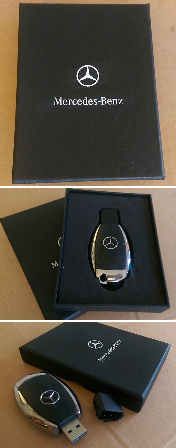 7. The disappointment in discovering that it is not the keys to a Mercedes Benz car, but only a USB flash drive ...