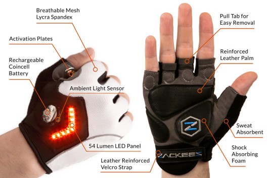 4. Zackees, les gants qui sauvent la vie des cyclistes.