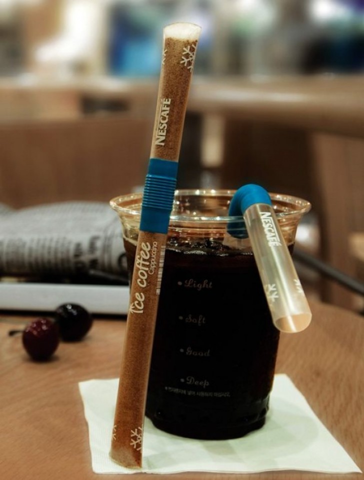 7. A straw containing instant coffee ... in case of an emergency!