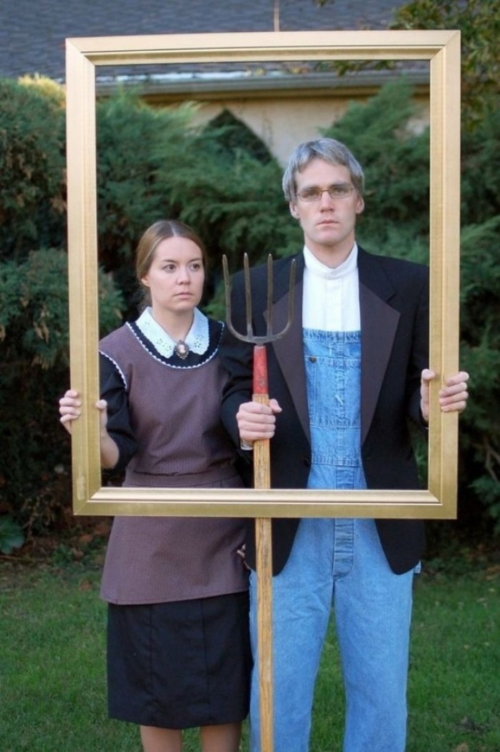 2. The American Gothic painting by Grant Wood