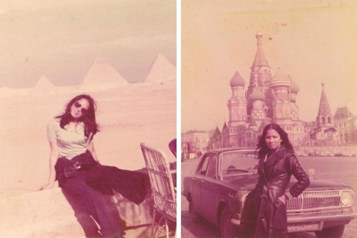 Meine Mama ist viel gereist als sie jung war. Hier ist sie in Kairo und in Moskau