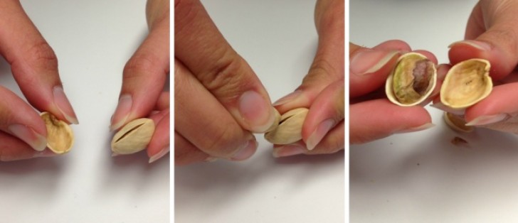 12. I pistacchi si aprono facilmente se per fare leva usate una metà già aperta!