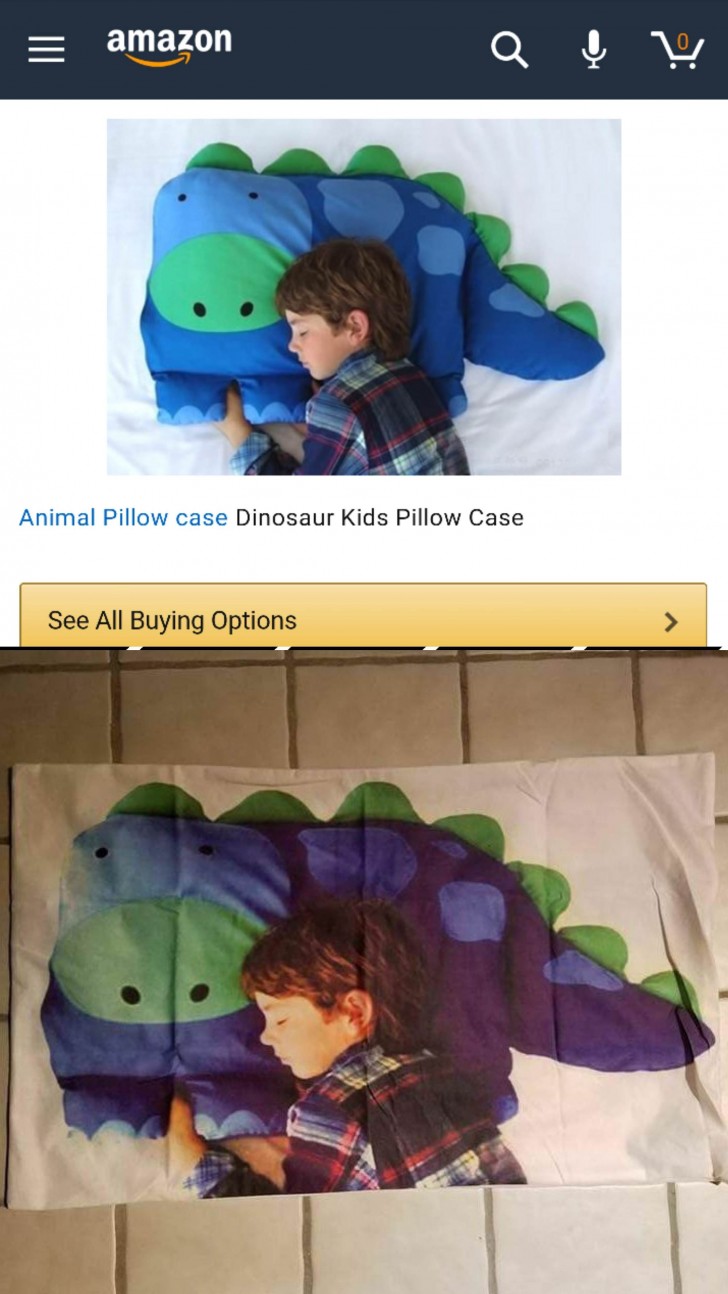 1. A pillowcase with a print of a dinosaur ... and a young boy!