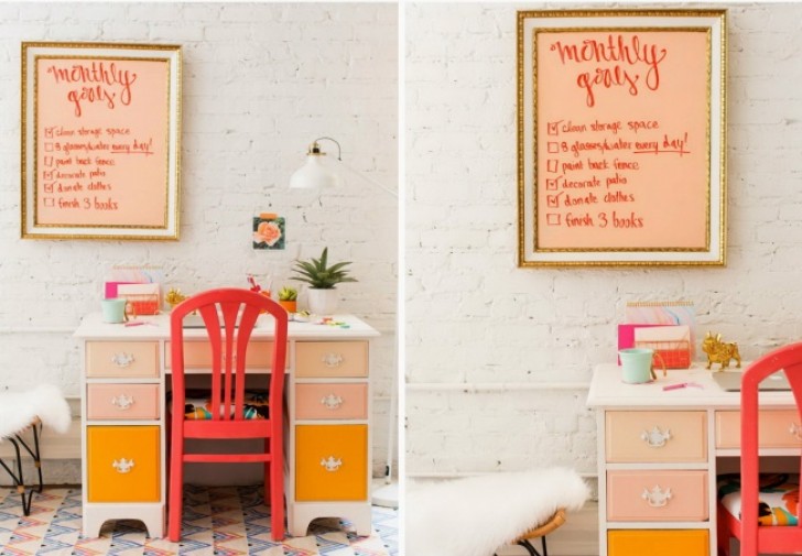 7. Look at how a framed writing board can change the appearance of a room or office.