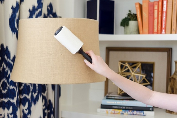 13. An adhesive lint roller is useful for cleaning lamps and fabric surfaces (even if you do not have a dog!)