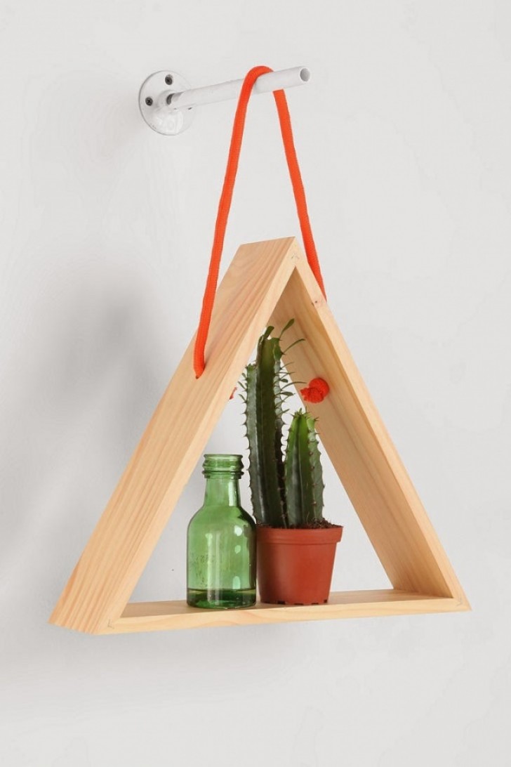 3. A triangular shelf to hang anywhere --- you can customize the color of the rope to match it with the room color schemes in your house.