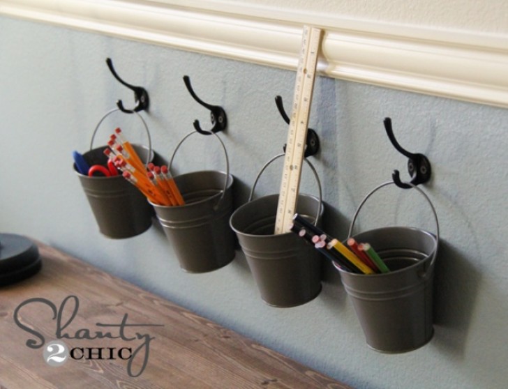 10. Even a children's creative corner can benefit from the use of adhesive hooks.