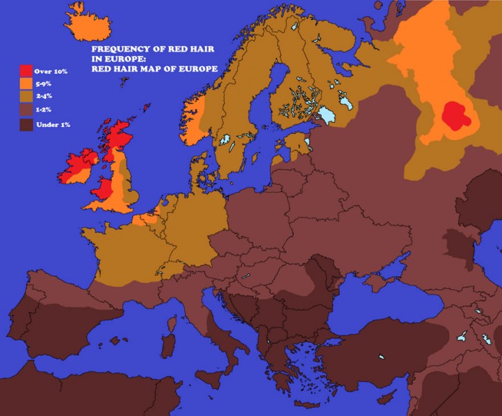 5. La répartition des personnes rousses en Europe