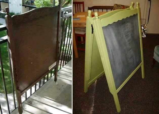 12. Another project that turns a baby crib into a slate chalkboard!
