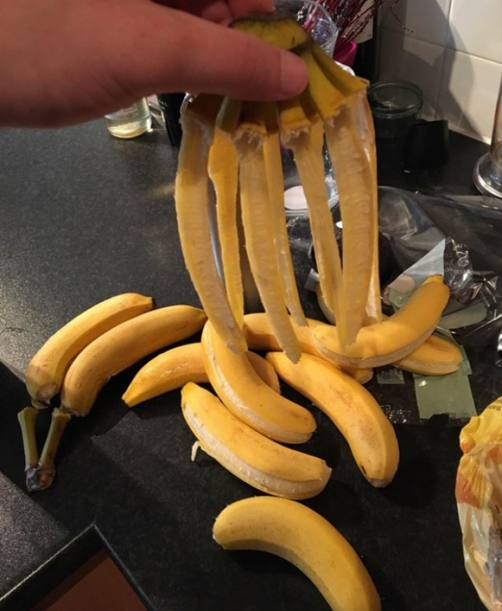 "Das ist passiert, als ich die Bananen aus dem Beutel nehmen wollte".